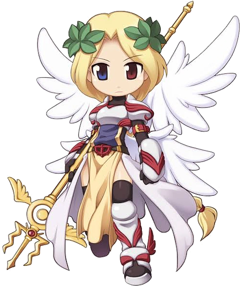 A Valkyrie with white wings and a golden spear